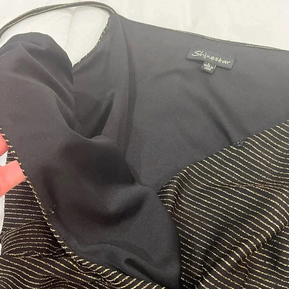 Shinestar black & metallic gold striped dressy tank, large - Picture 6 of 9